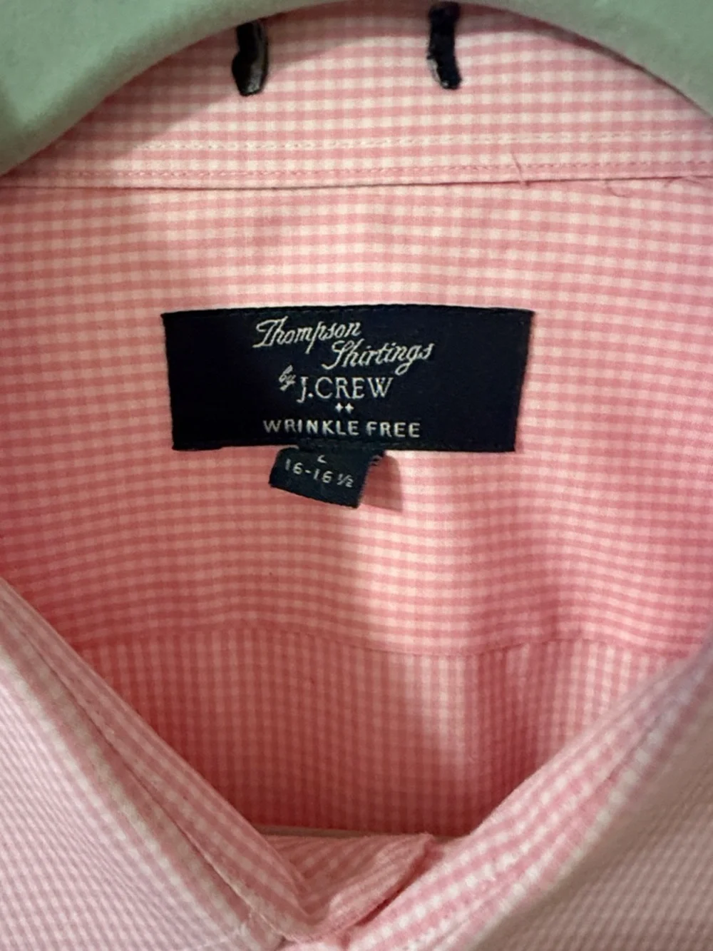 J. Crew Pink Men's Pink Gingham Thompson Dress Shirt Large 16-16.5 Wrinkle Free